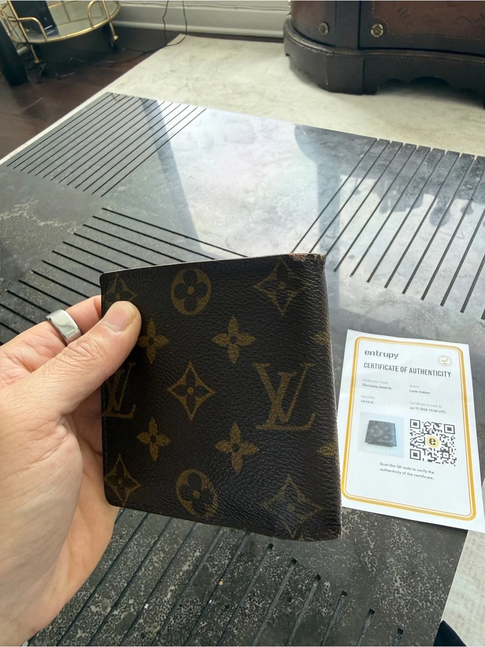 Louis Vuitton Monogram Canvas Card Holder Wallet - Brown with Gold Monogram